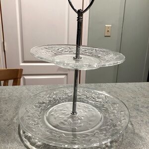 Elegant Two-Tier Glass Serving Tray